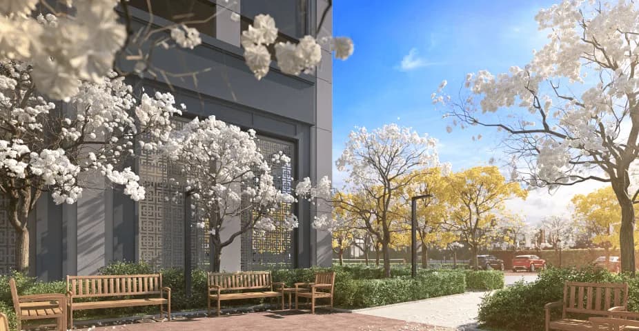 Perpectiva ilustrada da praça