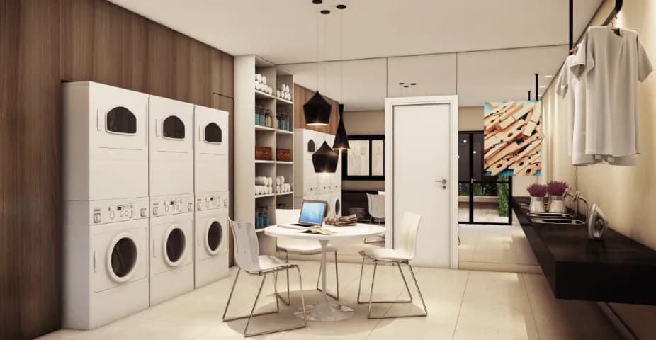 Perspectiva ilustrada da lavanderia