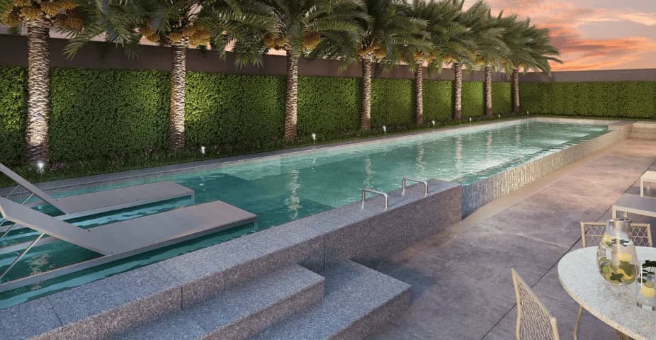 Perspectiva ilustrada da piscina