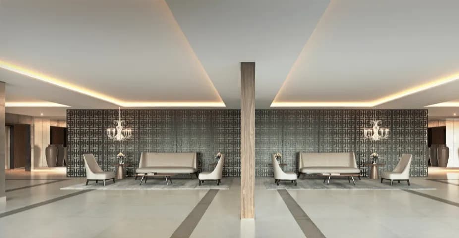 Perpectiva ilustrada do hall social