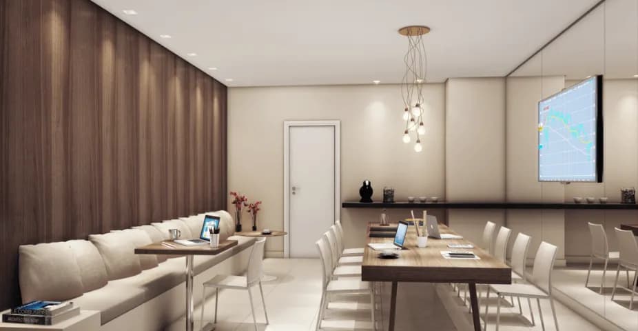 Perspectiva ilustrada do salão de festas