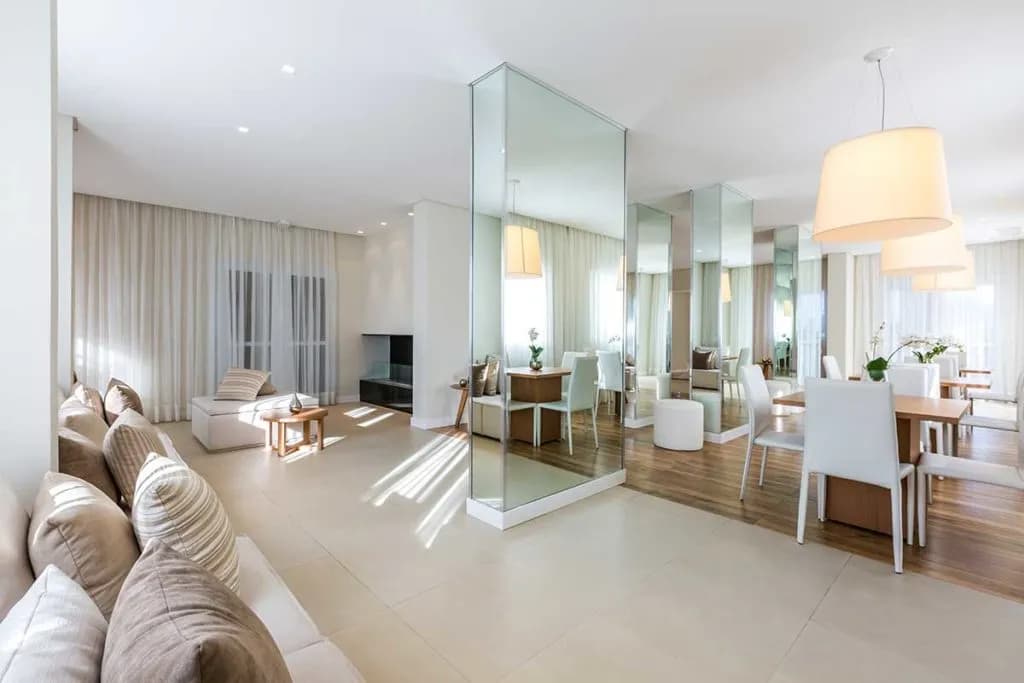 Perspectiva ilustrada do salão de festas