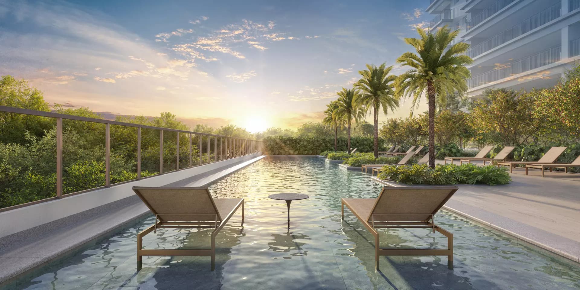 Perspectiva ilustrada da piscina privativa