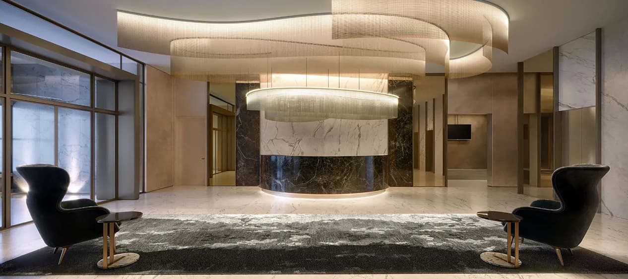 Perspetiva ilustrada do hall social