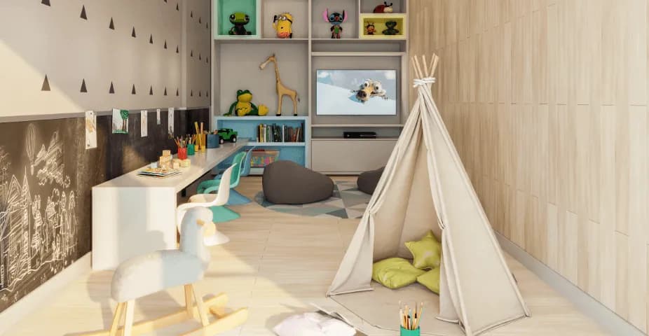 Perspectiva ilustrada da brinquedoteca