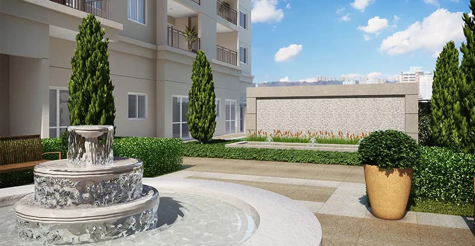 Perspectiva ilustrada da praça social