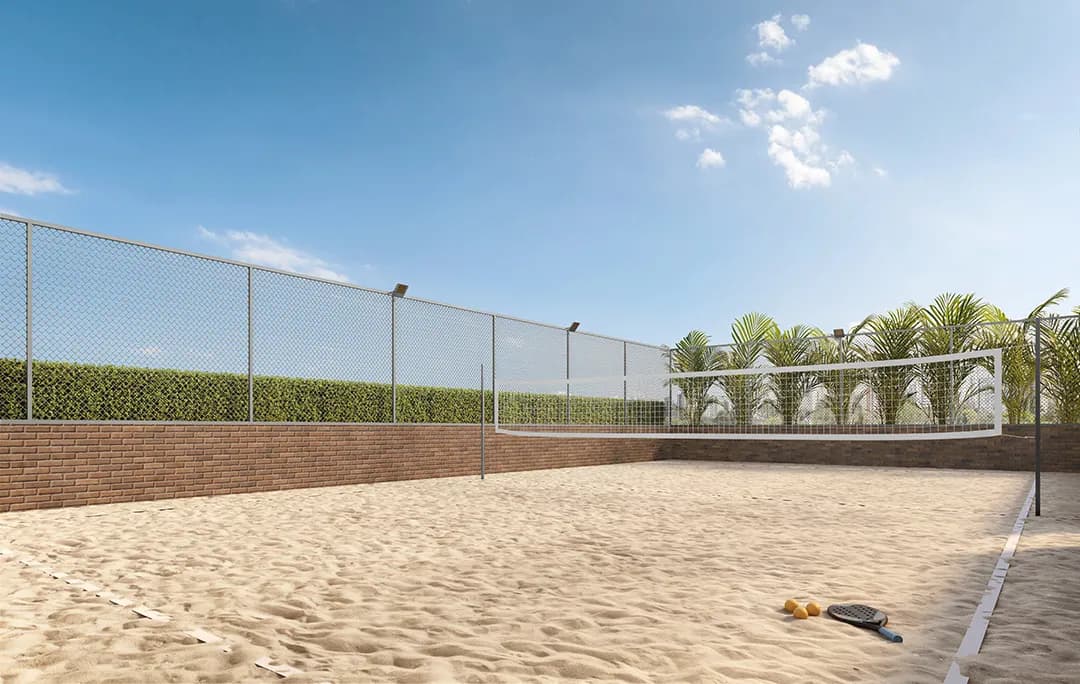 Perspectiva ilustrada da quadra de beach tennis