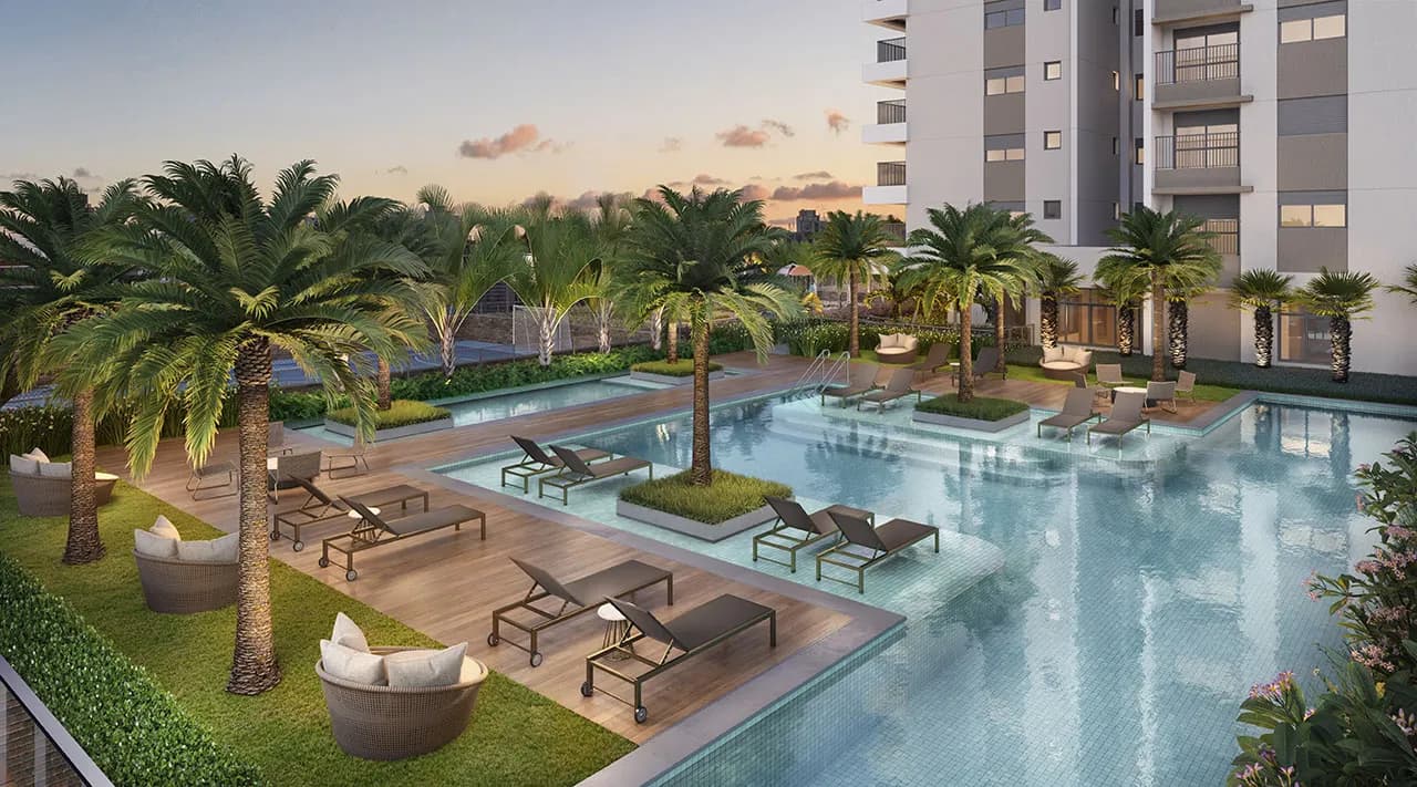 Perspectiva ilustrada da piscina