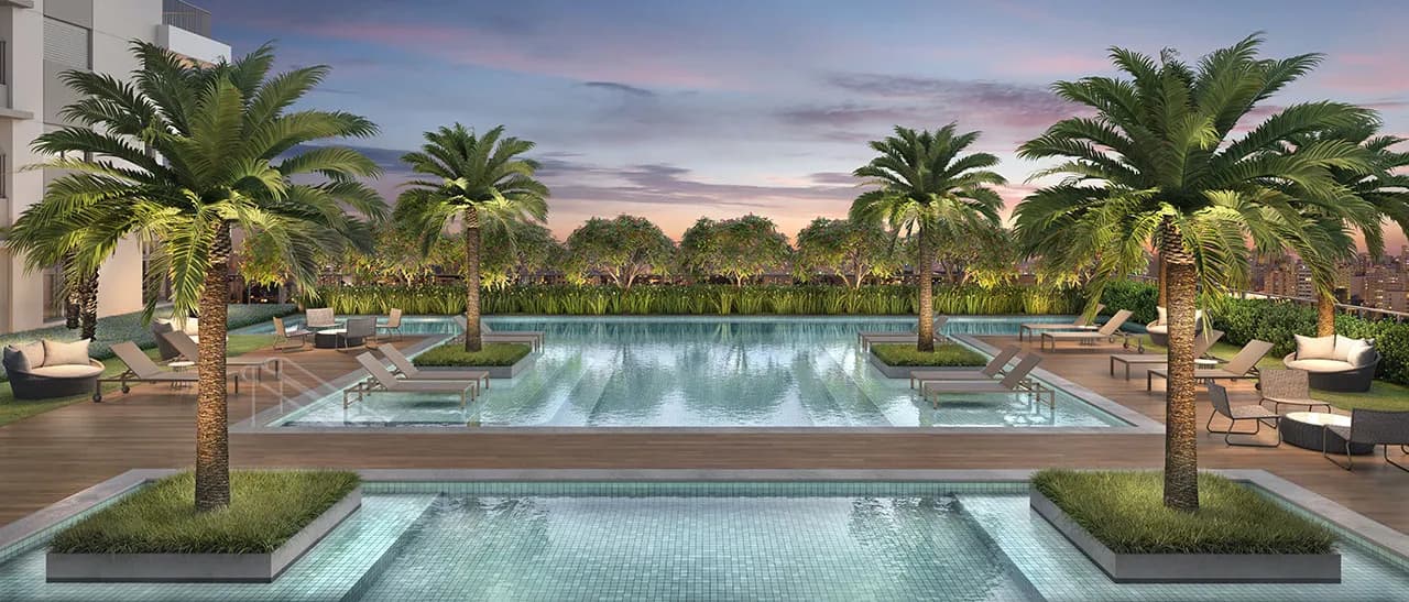 Perspectiva ilustrada da piscina