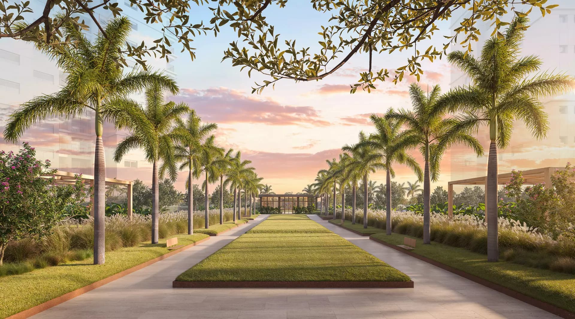 Perspectiva ilustrada do jardim