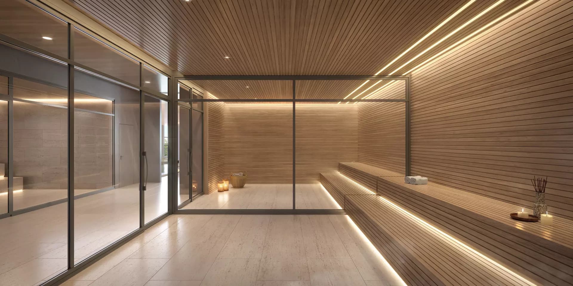 Perspectiva ilustrada da sauna