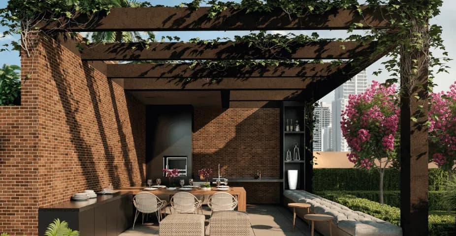 Perspectiva ilustrada da churrasqueira