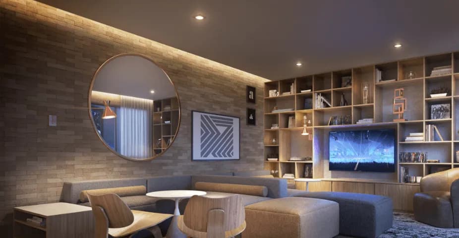 Perpectiva ilustrada do salão de festas