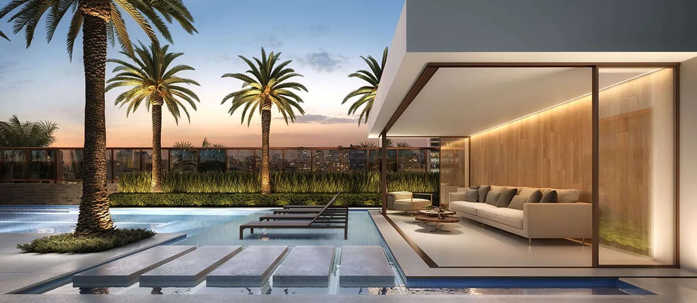 Perspectiva ilustrada da piscina