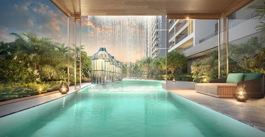 Perspectiva ilustrada da piscina