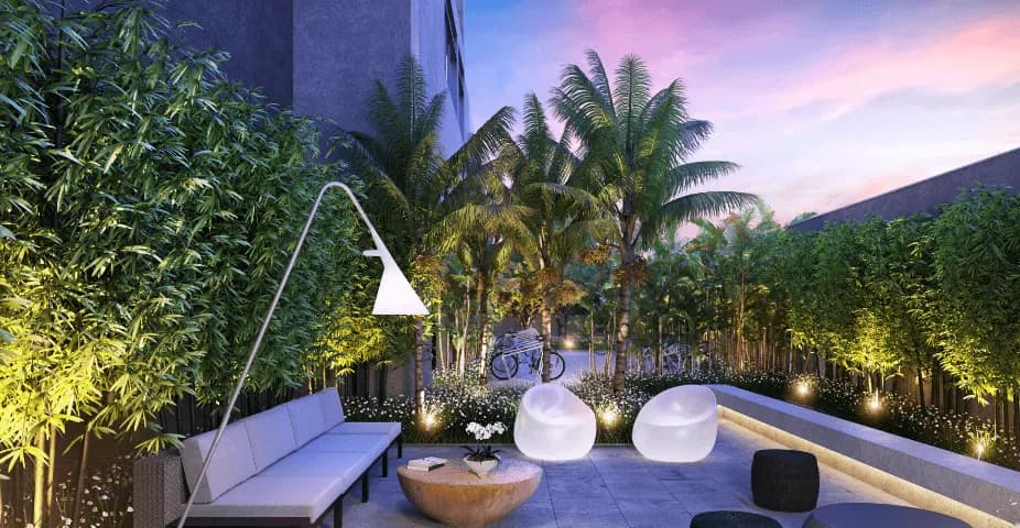 Perspectiva ilustrada da praça