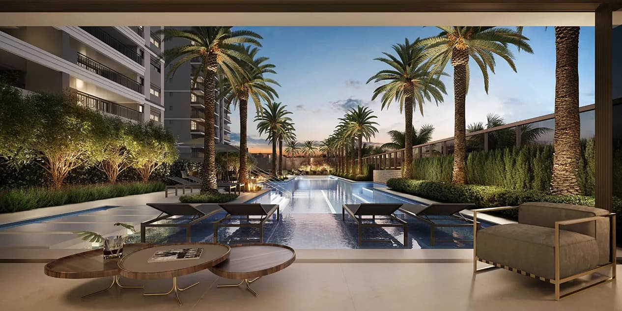 Perspectiva ilustrada da piscina