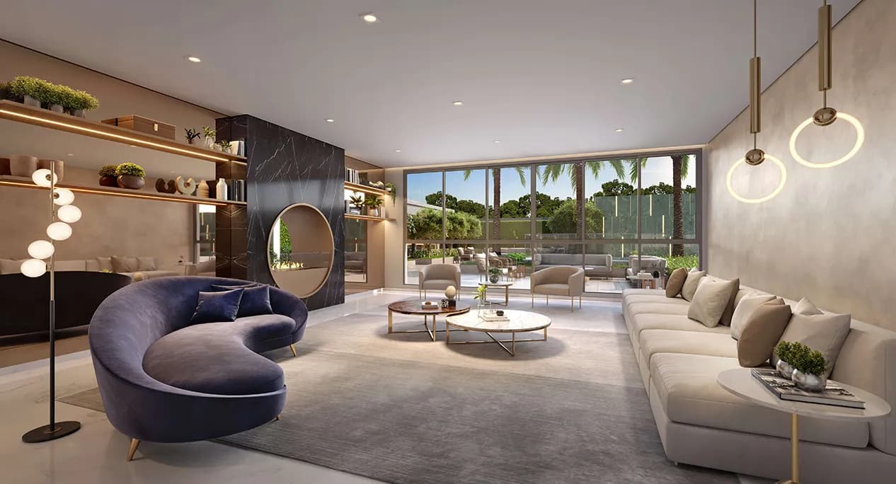 Perspectiva ilustrada do salão de festas