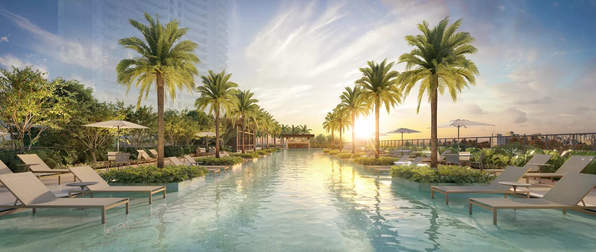 Perspectiva ilustrada da piscina com raia de 60m