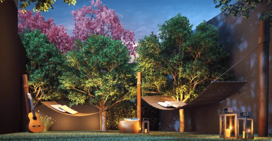 Perspectiva ilustrada da praça