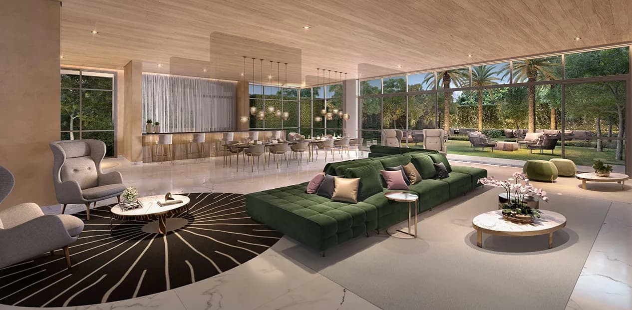 Perspectiva ilustrada do salão de festas