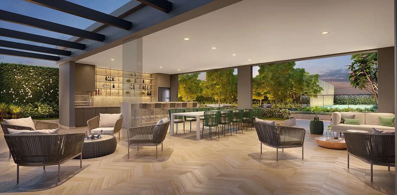 Perspectiva ilustrada da churrasqueira