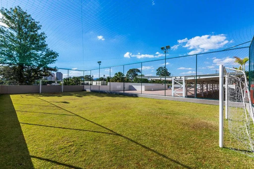 Perspectiva ilustrada da quadra gramada