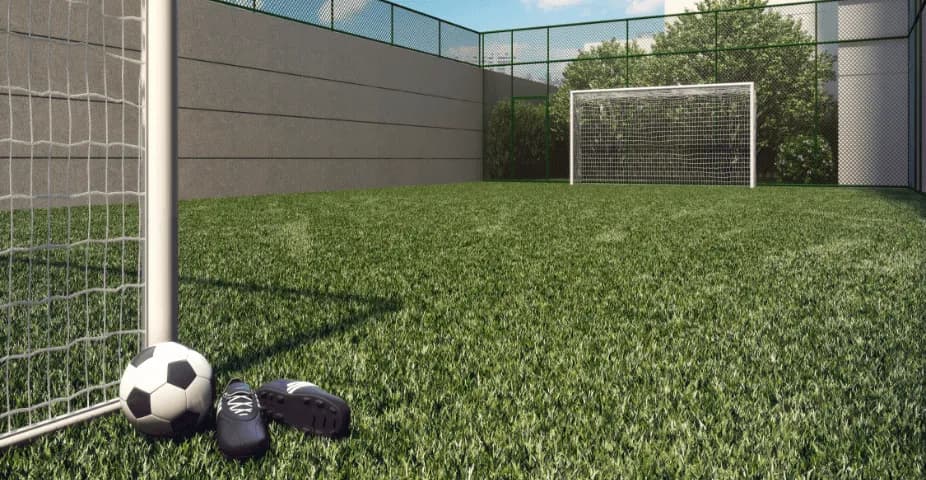Perspectiva ilustrada da quadra gramada