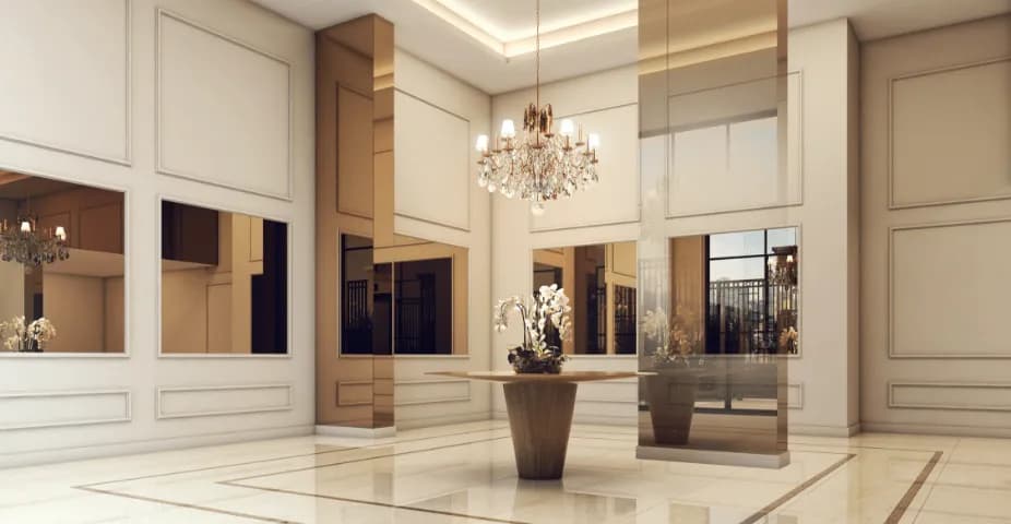 Perspectiva ilustrada do hall social