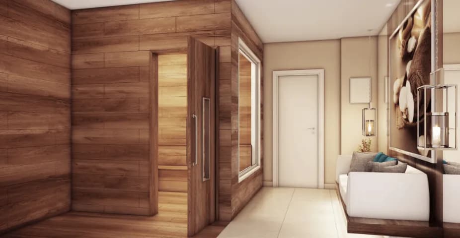 Perspectiva ilustrada do salão de festas