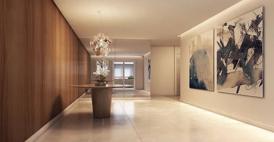 Perspectiva ilustrada do hall social