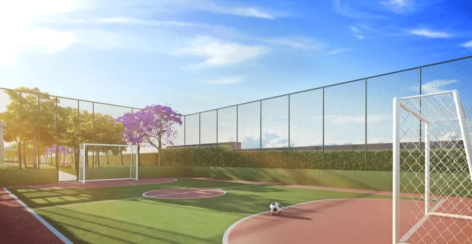 Perpectiva ilustrada da quadra de futebol