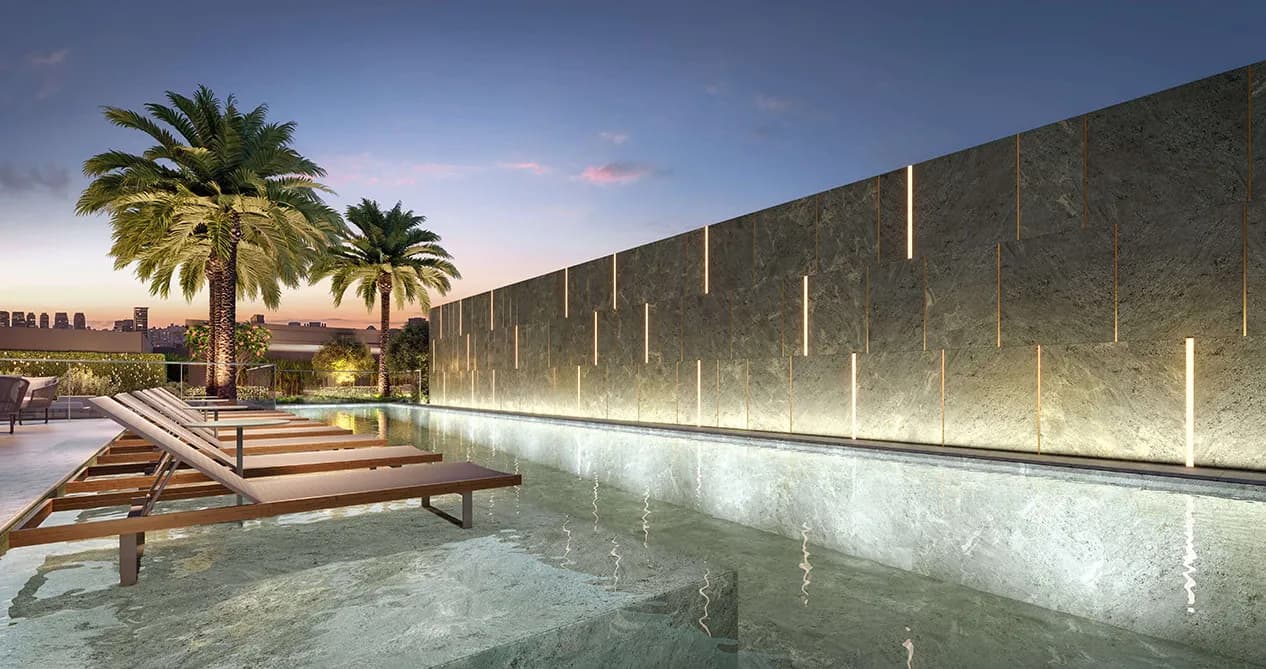 Perspectiva ilustrada da piscina