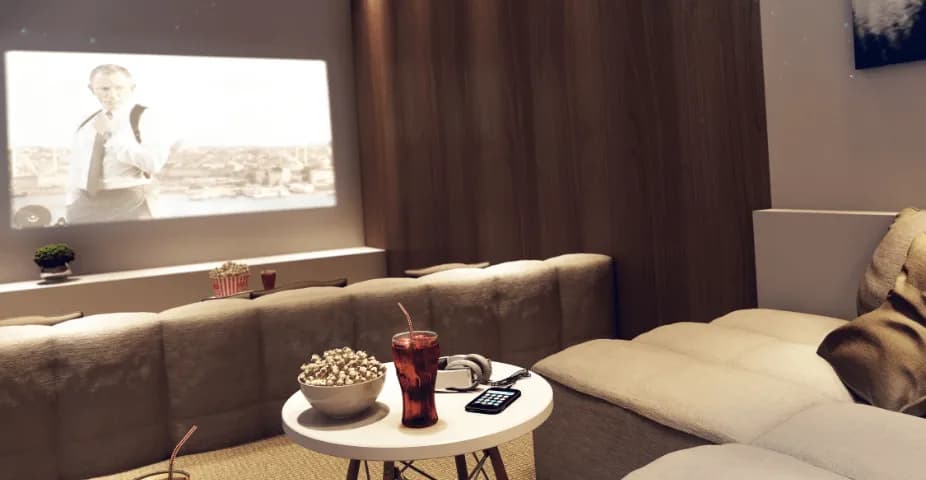 Perspectiva ilustrada do salão de festas