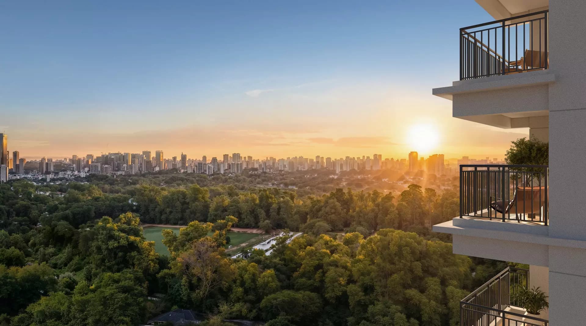 Perspectiva ilustrada da vista panorâmica da Torre A