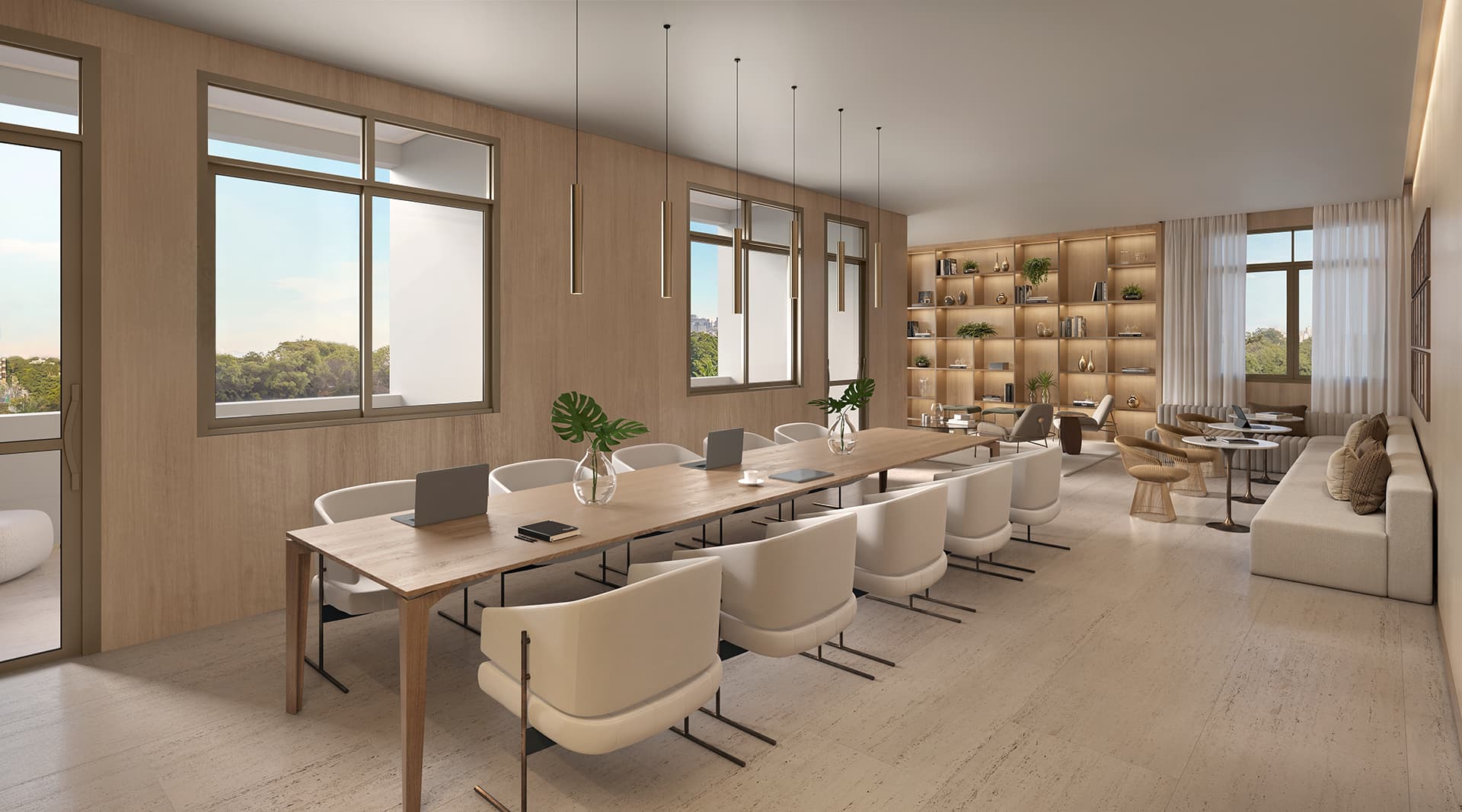 Perspectiva ilustrada da Coworking