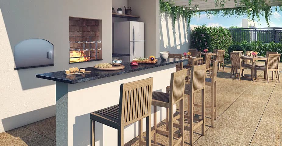 Perspectiva ilustrada da churrasqueira