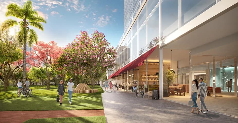 Perspectiva ilustrada da área aberta