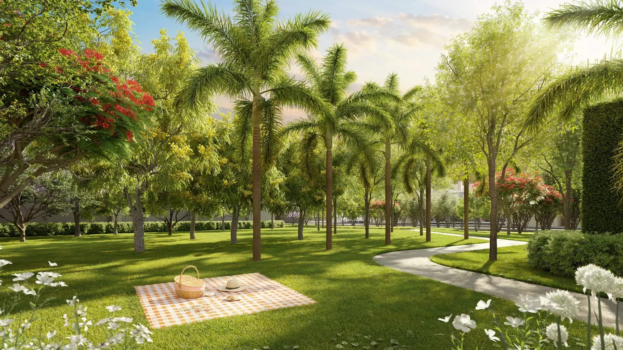 Perspectiva ilustrada da area verde