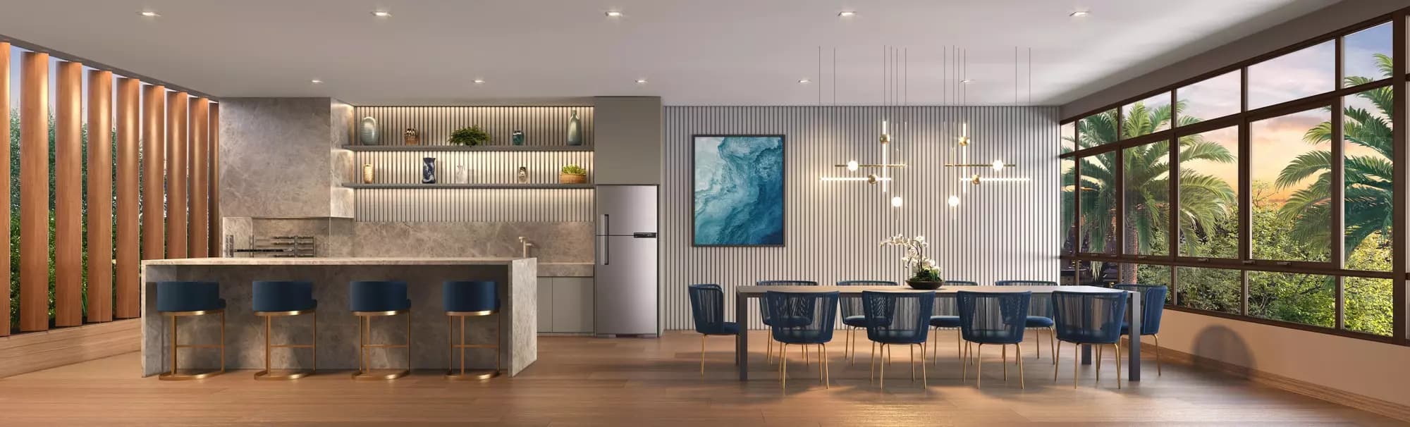 Perspectiva ilustrada da churrasqueira