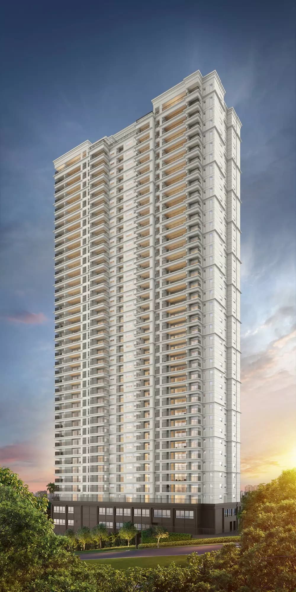 Perspectiva ilustrada da fachada - torre b