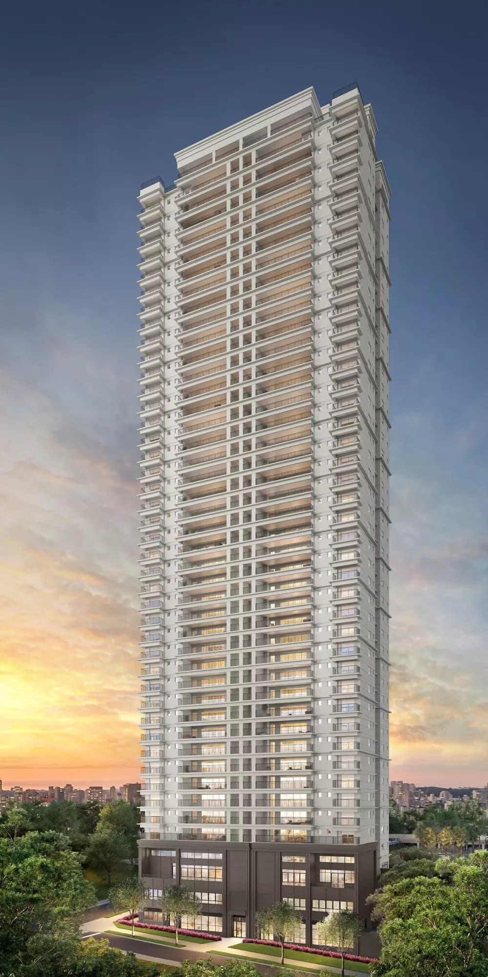 Perspectiva ilustrada da fachada - torre b perspectiva ilustrada da fachada - torre a