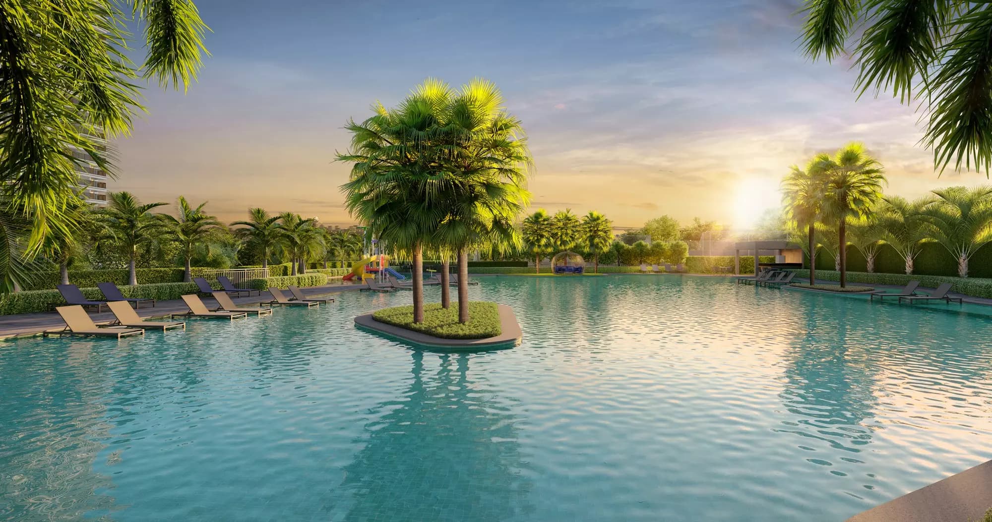 Perspectiva ilustrada da piscina