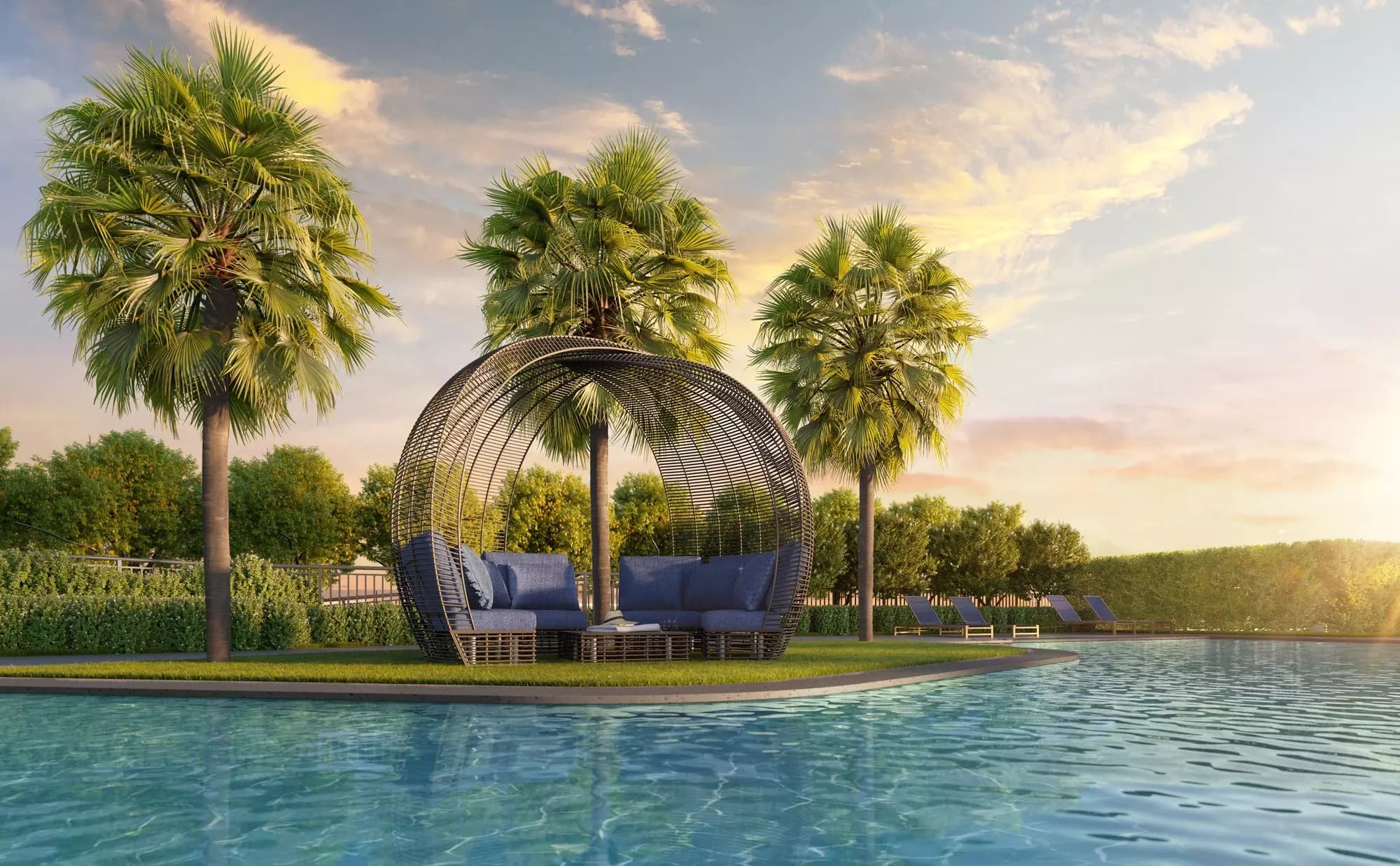 Perspectiva ilustrada da pool house