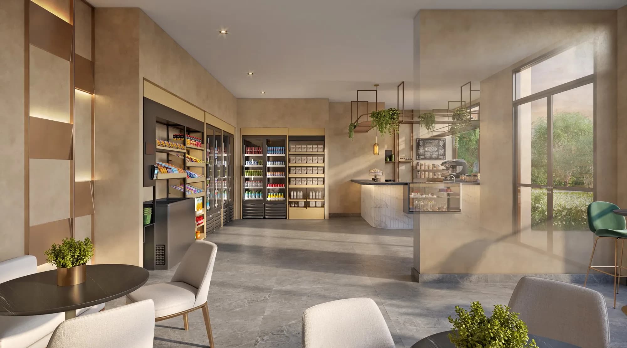 Perspectiva ilustrada do bar da piscina