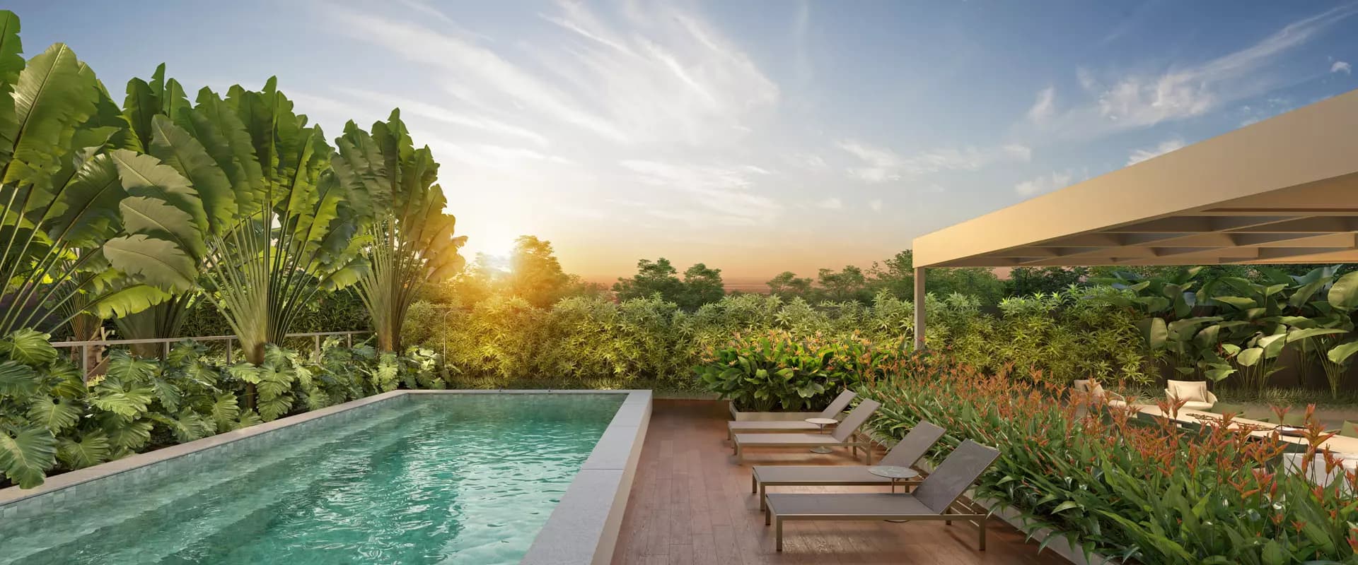 Perspectiva ilustrada da Private Pool House