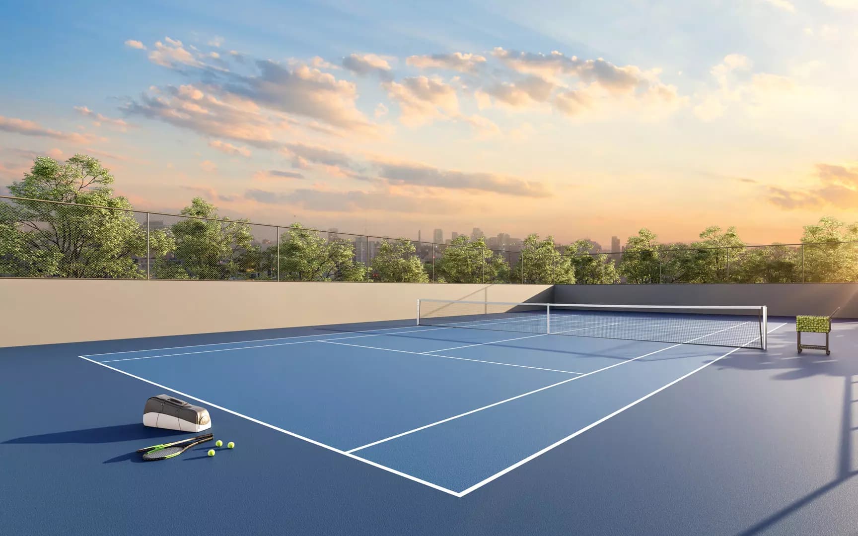 Perspectiva ilustrada da Quadra de Tênis