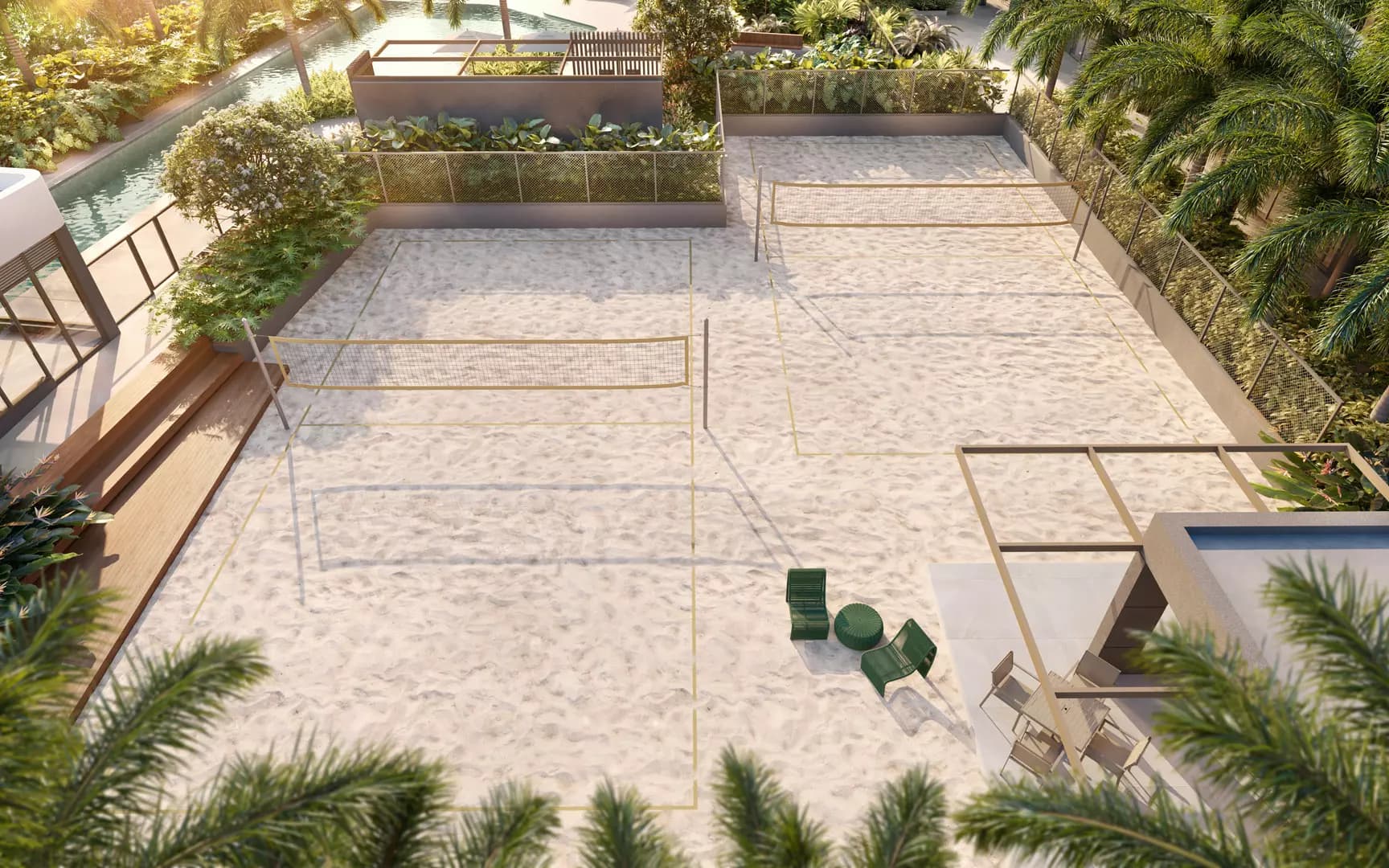 Perspectiva ilustrada das Quadras de Beach Tennis