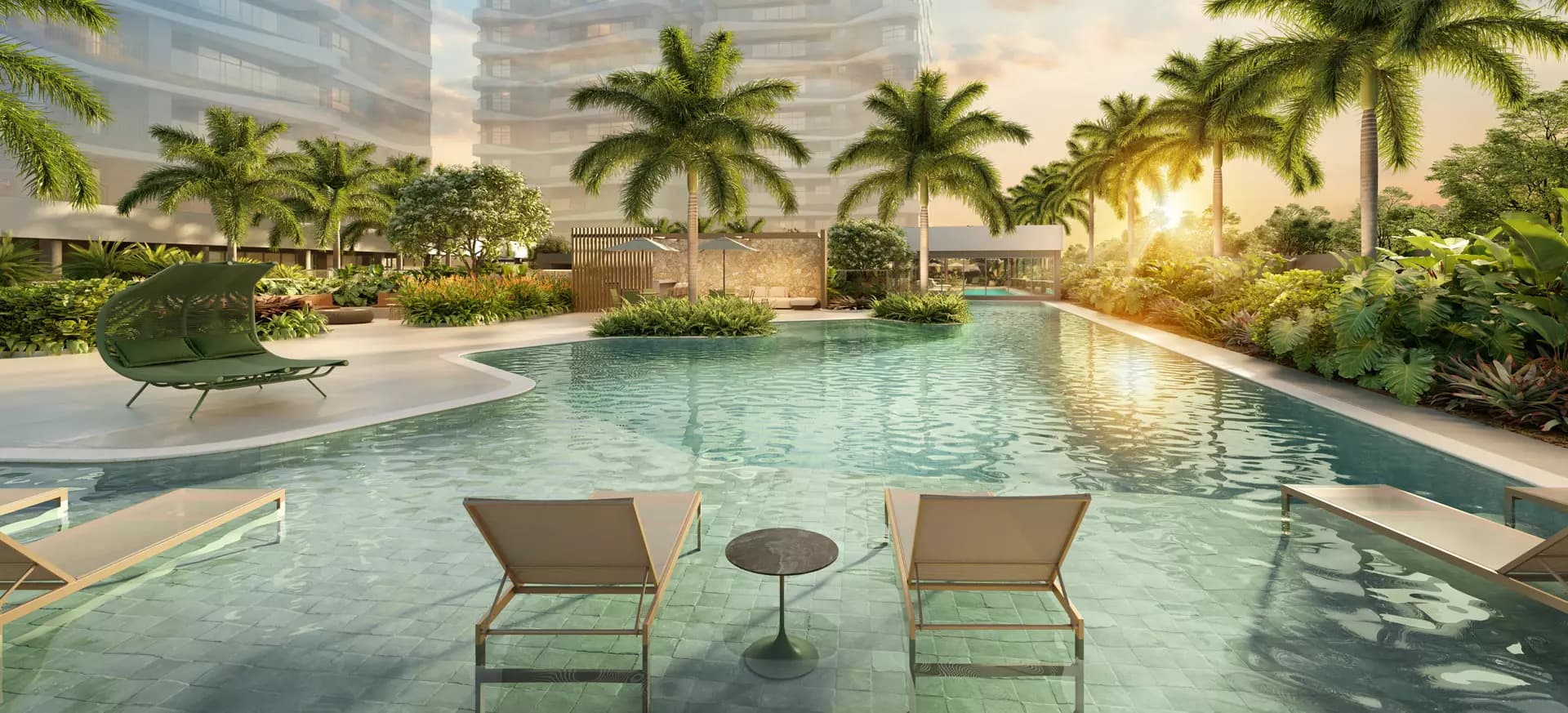 Perspectiva ilustrada da Piscina Descoberta