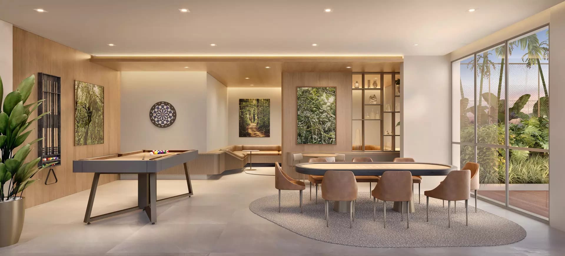 Perspectiva ilustrada do Salão de Jogos Adulto